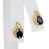 Vintage 14k Yellow Gold Blue 2.24ctw Sapphire & Diamond Stud Earrings