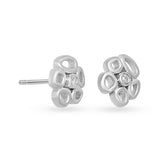 18k White Gold Contemporary Floral Diamond Stud Earrings