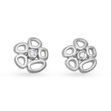 18k White Gold Contemporary Floral Diamond Stud Earrings