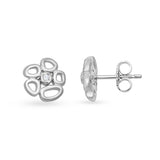 18k White Gold Contemporary Floral Diamond Stud Earrings