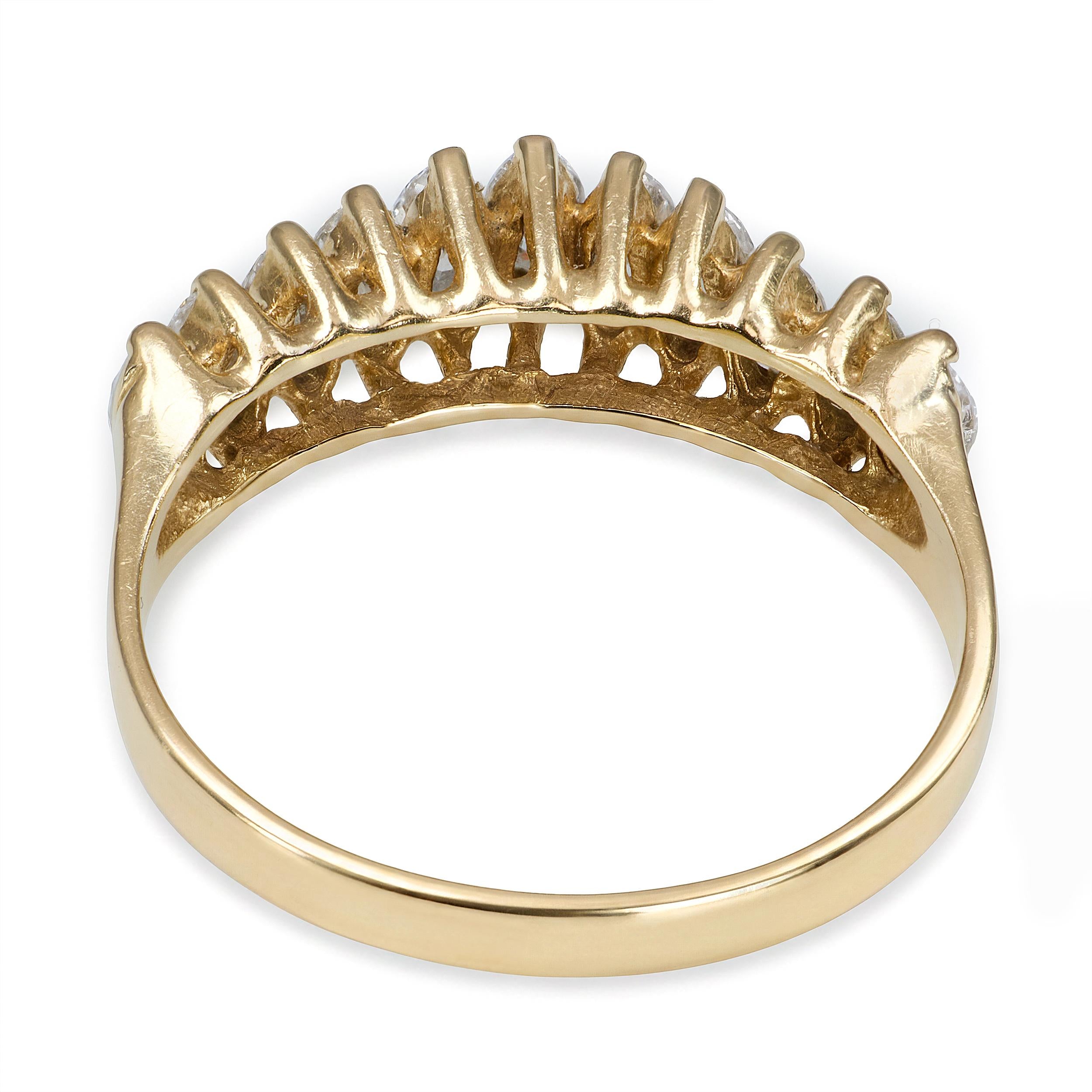 14k Yellow Gold Marquise Cut Diamond Half Eternity Band Ring