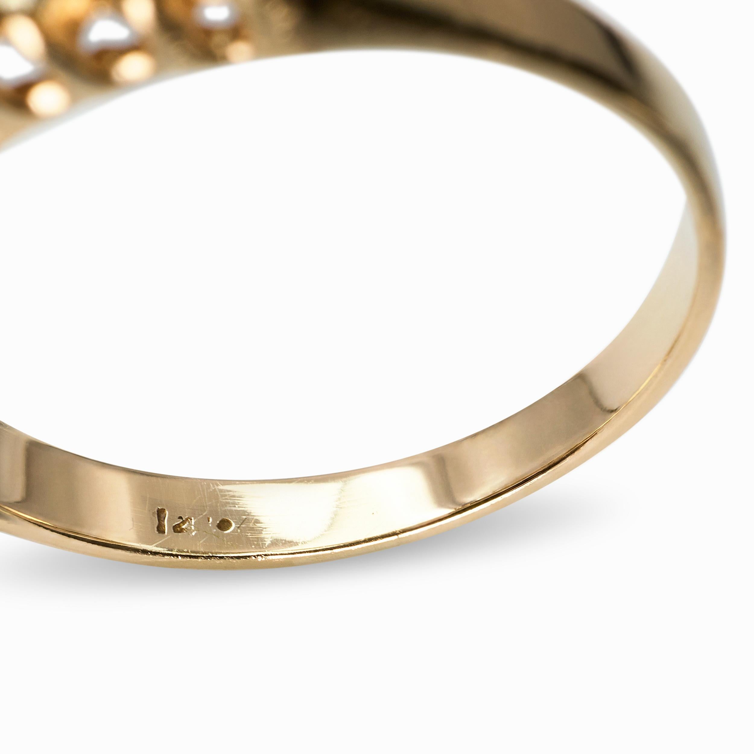 14k Yellow Gold Marquise Cut Diamond Half Eternity Band Ring