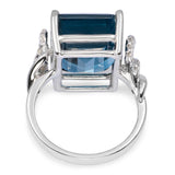 14k White Gold 14.20ct London Blue Topaz & Diamond Ring