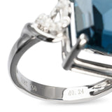 14k White Gold 14.20ct London Blue Topaz & Diamond Ring