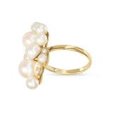 Vintage 14k Yellow Gold Pearl Cluster Ring
