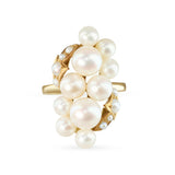Vintage 14k Yellow Gold Pearl Cluster Ring