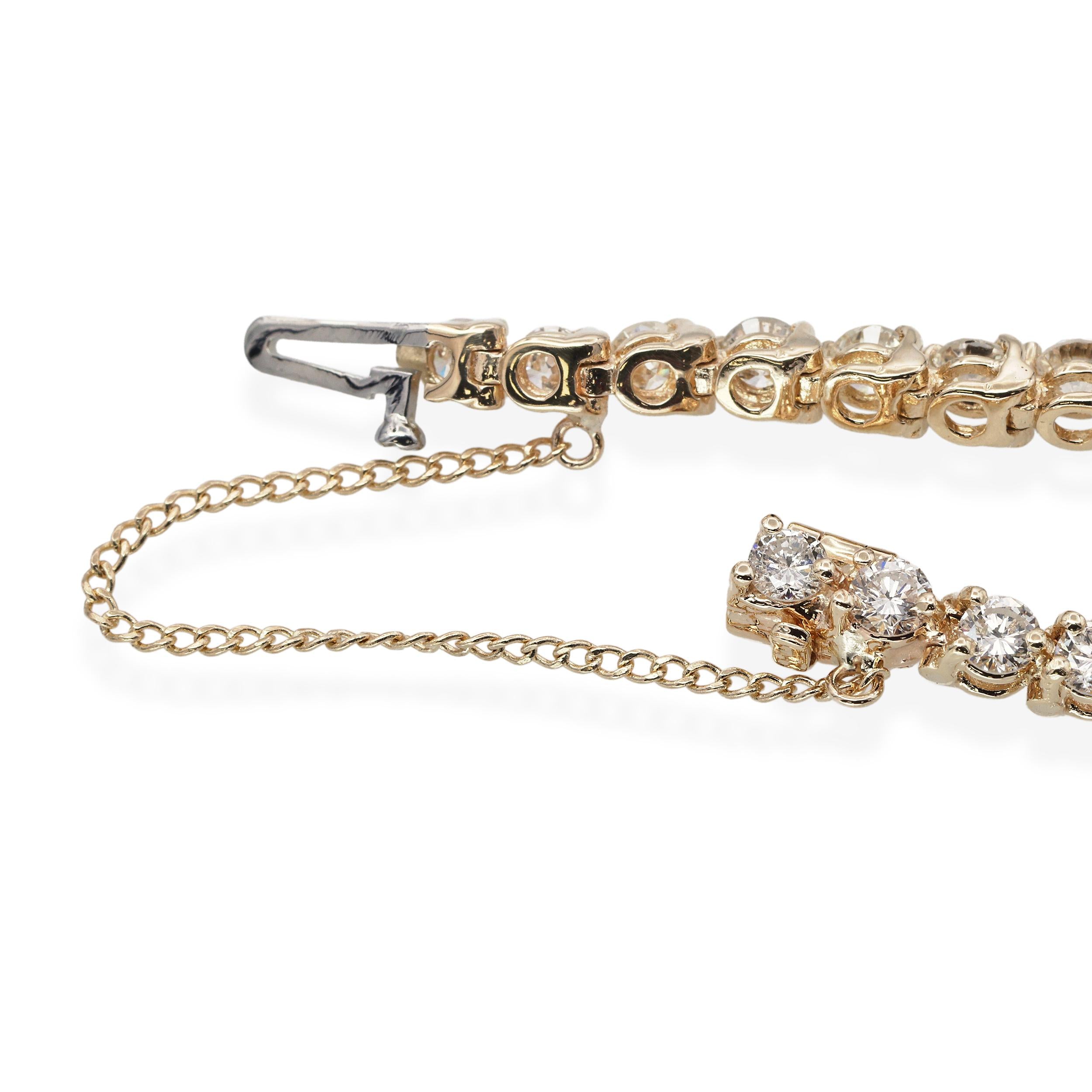 14k Yellow Gold 5.20tcw Diamond Three Prong Tennis Bracelet