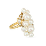 Vintage 14k Yellow Gold Pearl Cluster Ring