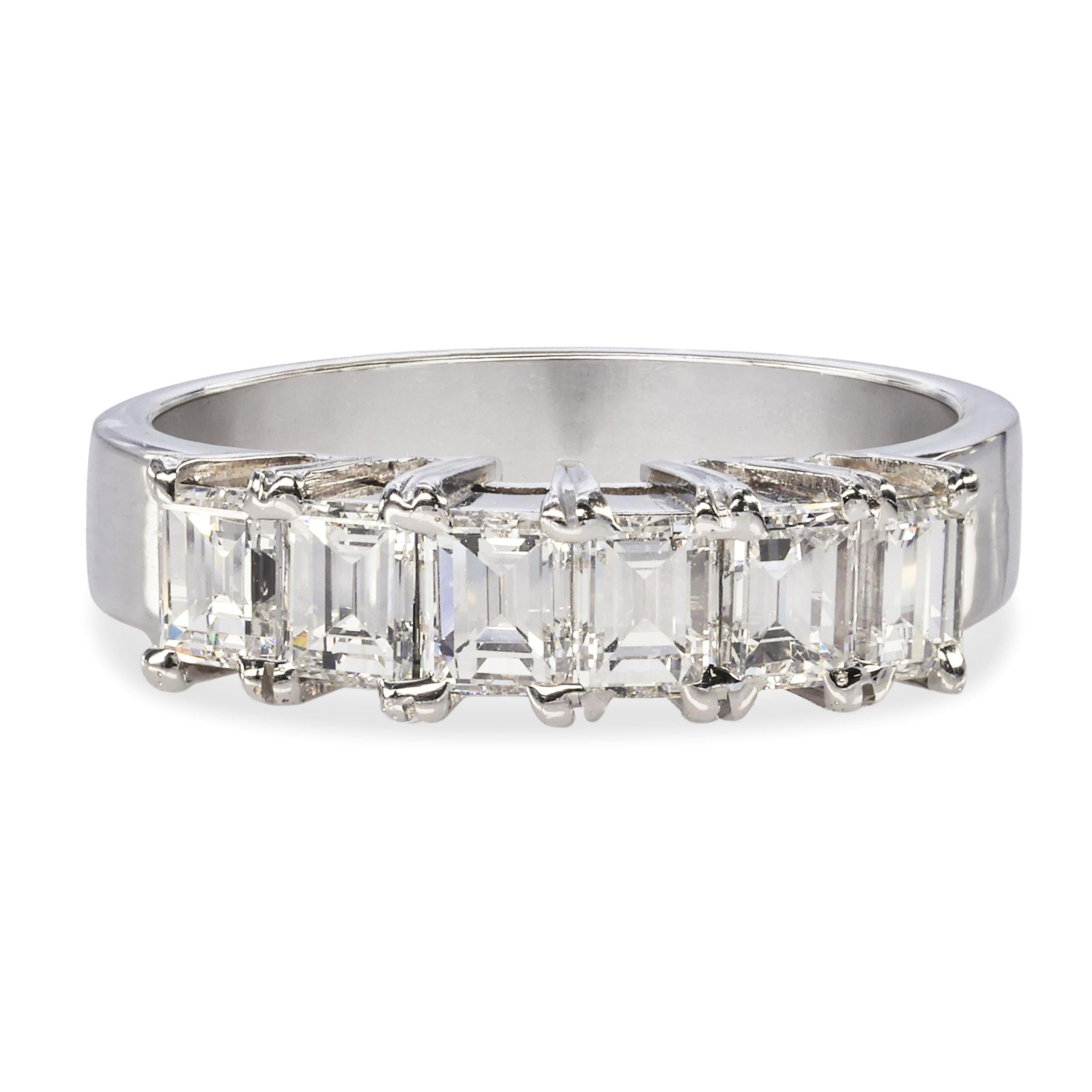 Vintage 14k White Gold 1.08tcw H VS1 Diamond Half Band Ring
