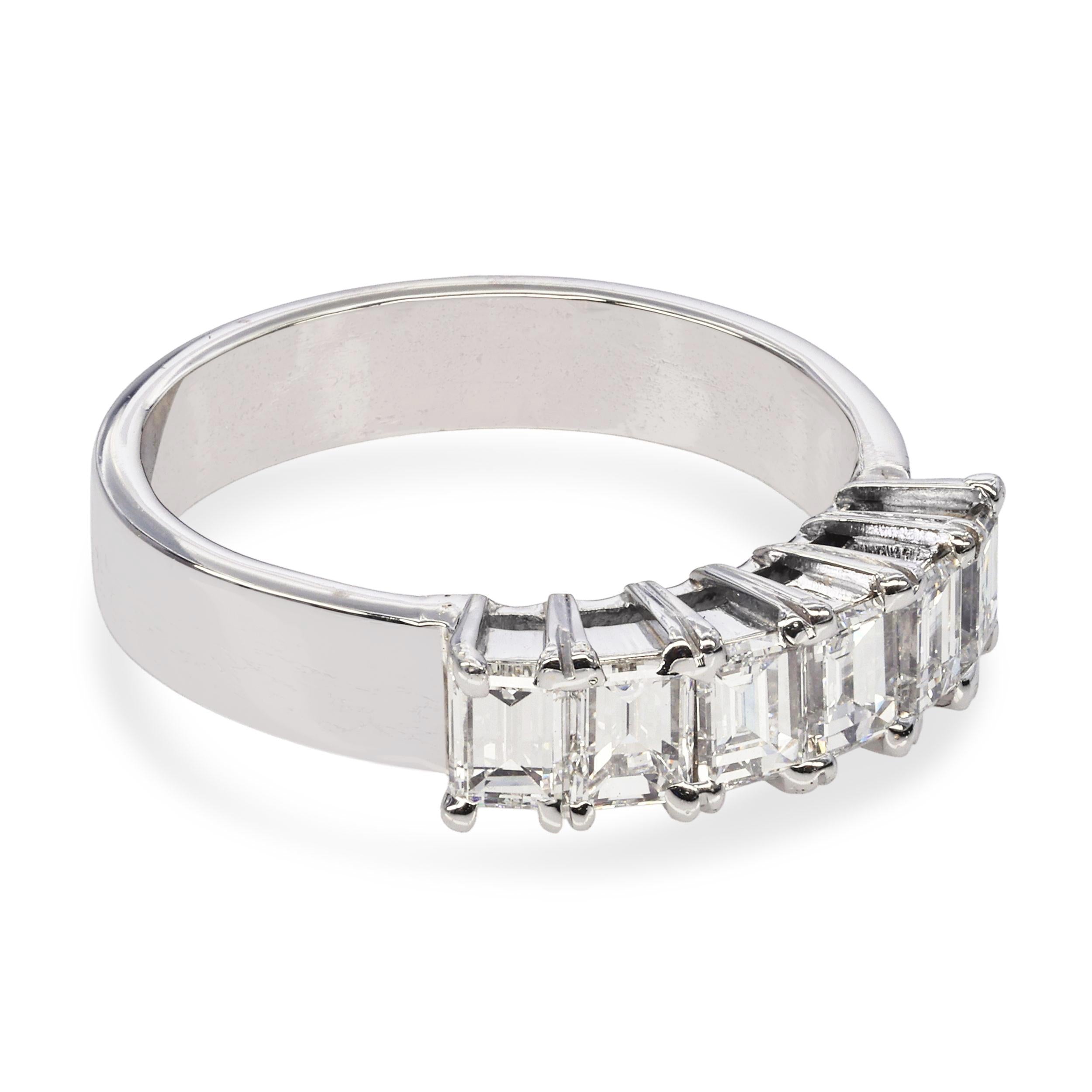 Vintage 14k White Gold 1.08tcw H VS1 Diamond Half Band Ring