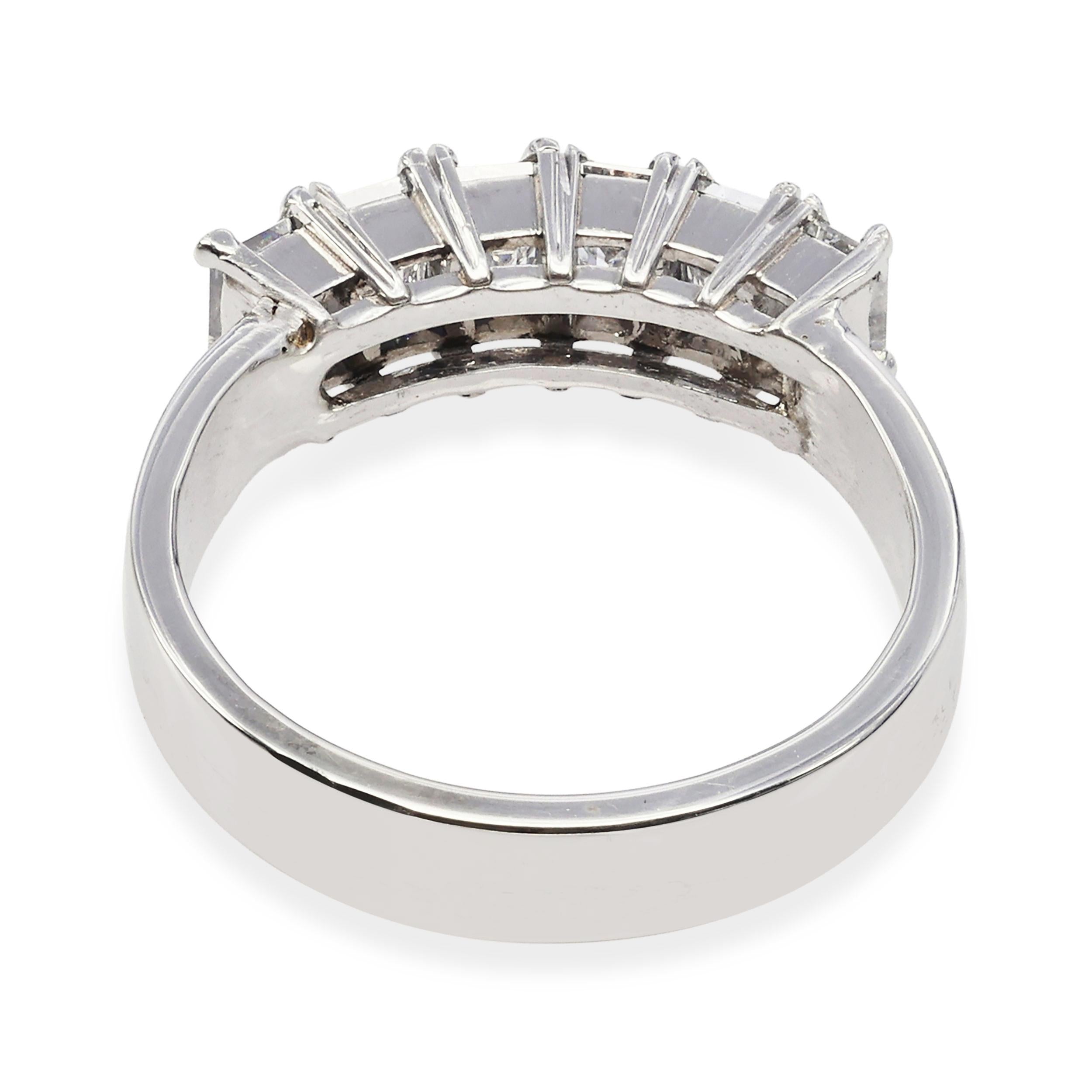 Vintage 14k White Gold 1.08tcw H VS1 Diamond Half Band Ring