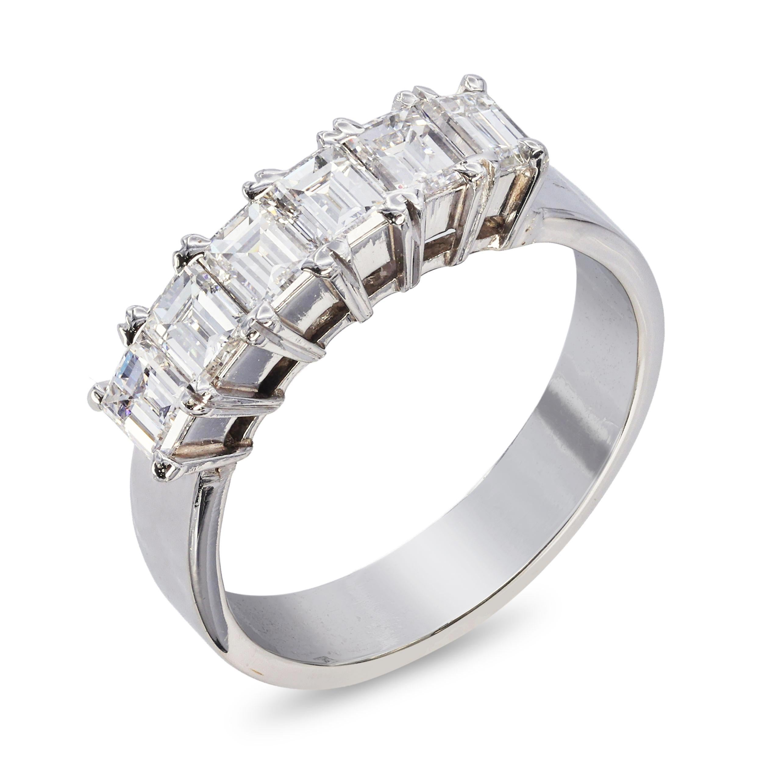 Vintage 14k White Gold 1.08tcw H VS1 Diamond Half Band Ring