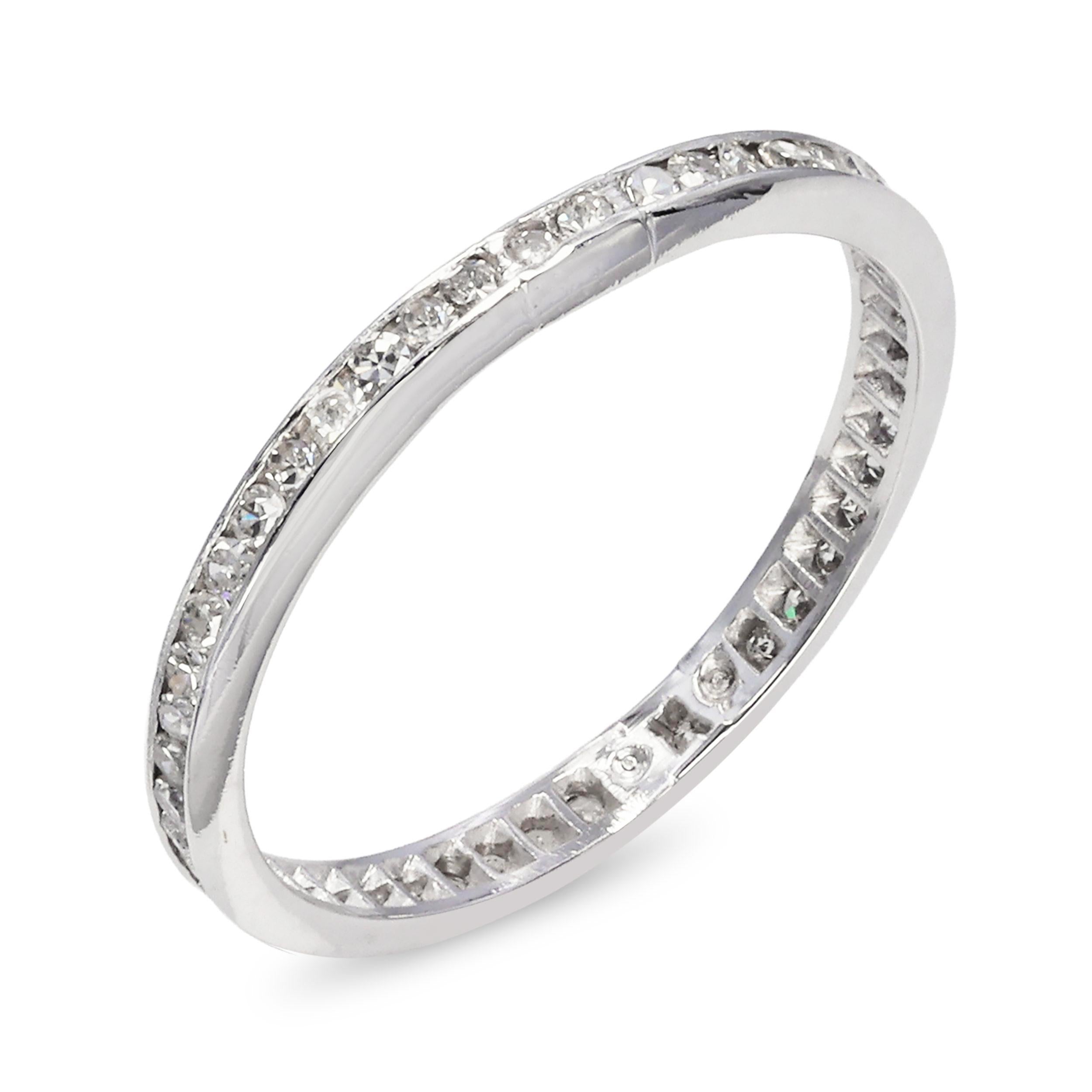 Vintage Platinum 0.54tcw Single Cut Diamond Eternity Ring