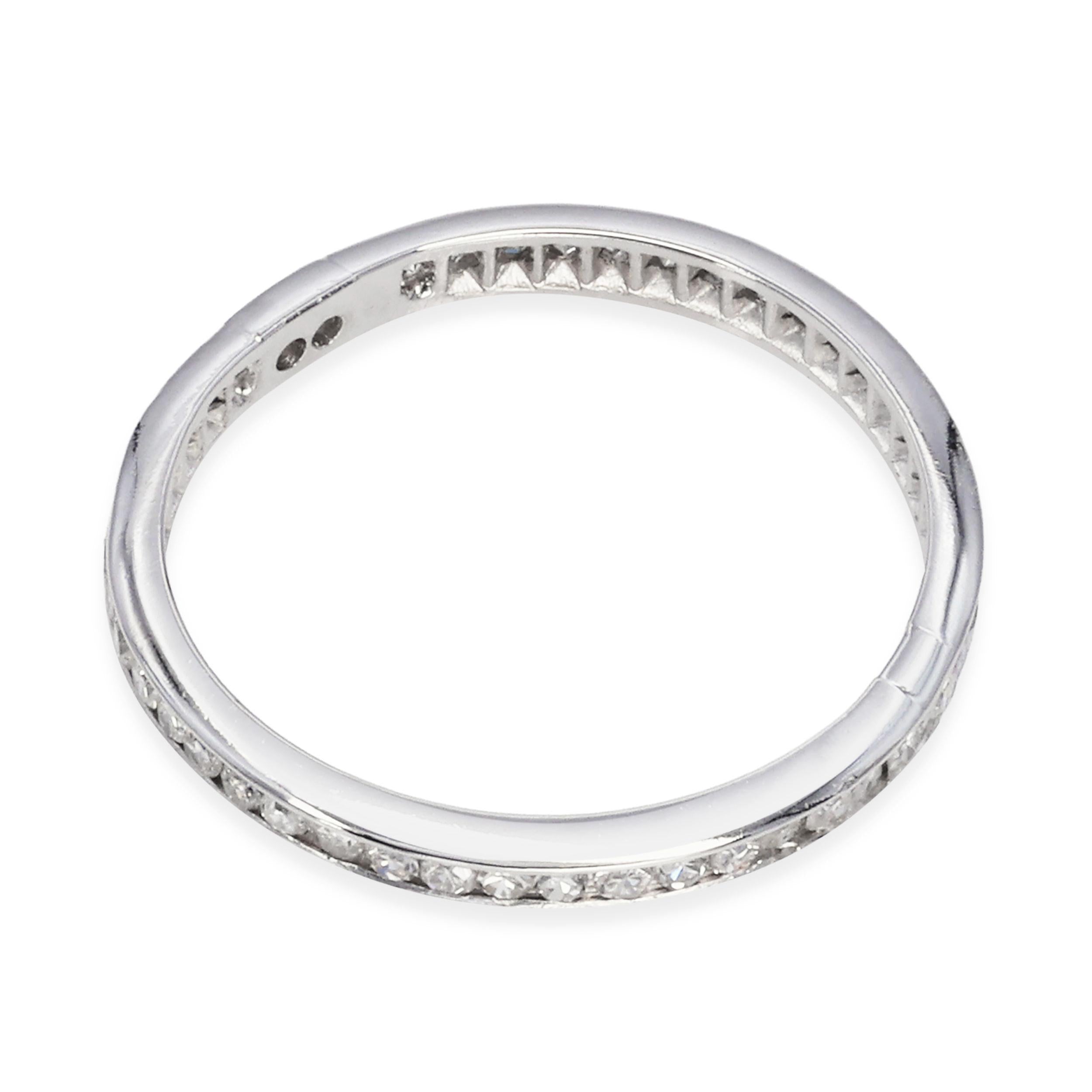 Vintage Platinum 0.54tcw Single Cut Diamond Eternity Ring