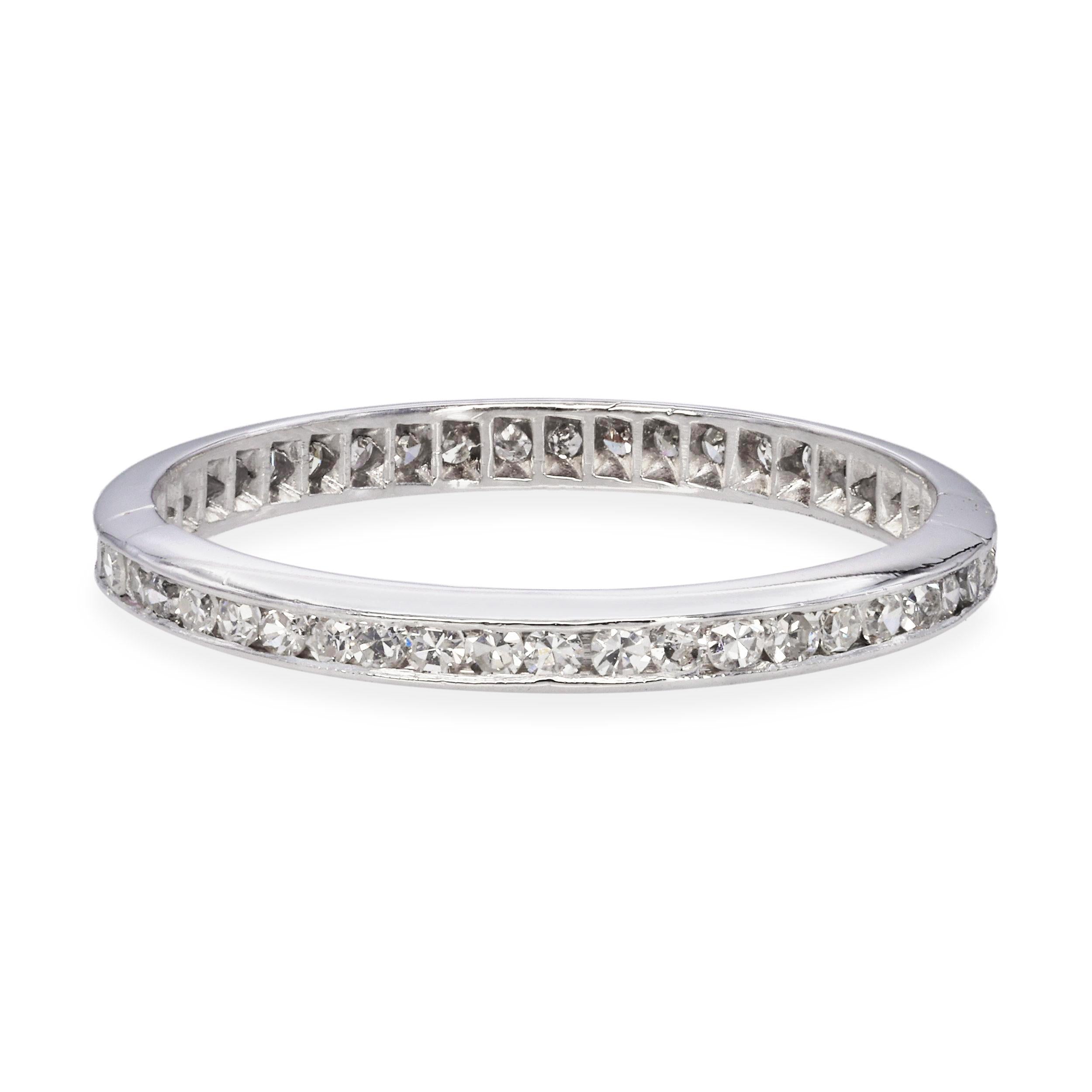 Vintage Platinum 0.54tcw Single Cut Diamond Eternity Ring