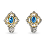 David Yurman Sterling Silver and 18k Yellow Gold Topaz Earrings