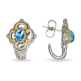 David Yurman Sterling Silver and 18k Yellow Gold Topaz Earrings
