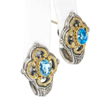 David Yurman Sterling Silver and 18k Yellow Gold Topaz Earrings