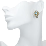 David Yurman Sterling Silver and 18k Yellow Gold Topaz Earrings