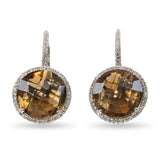 18k White Gold Smoky Quartz and Diamond Earrings