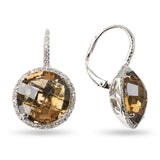 18k White Gold Smoky Quartz and Diamond Earrings