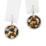 18k White Gold Smoky Quartz and Diamond Earrings