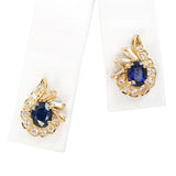 Vintage 18k Yellow Gold Sapphire And Diamond Earrings