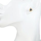 Vintage 18k Yellow Gold Sapphire And Diamond Earrings