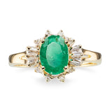 14k Yellow Gold 0.90tcw Emerald and Diamond Ring