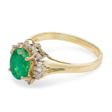 14k Yellow Gold 0.90tcw Emerald and Diamond Ring