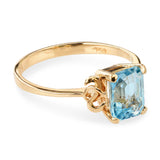 Vintage 18k Yellow Gold 1.51ct Aquamarine Ring