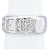 Pasquale Bruni 18K White Gold Diamond Amore Heart Band Ring