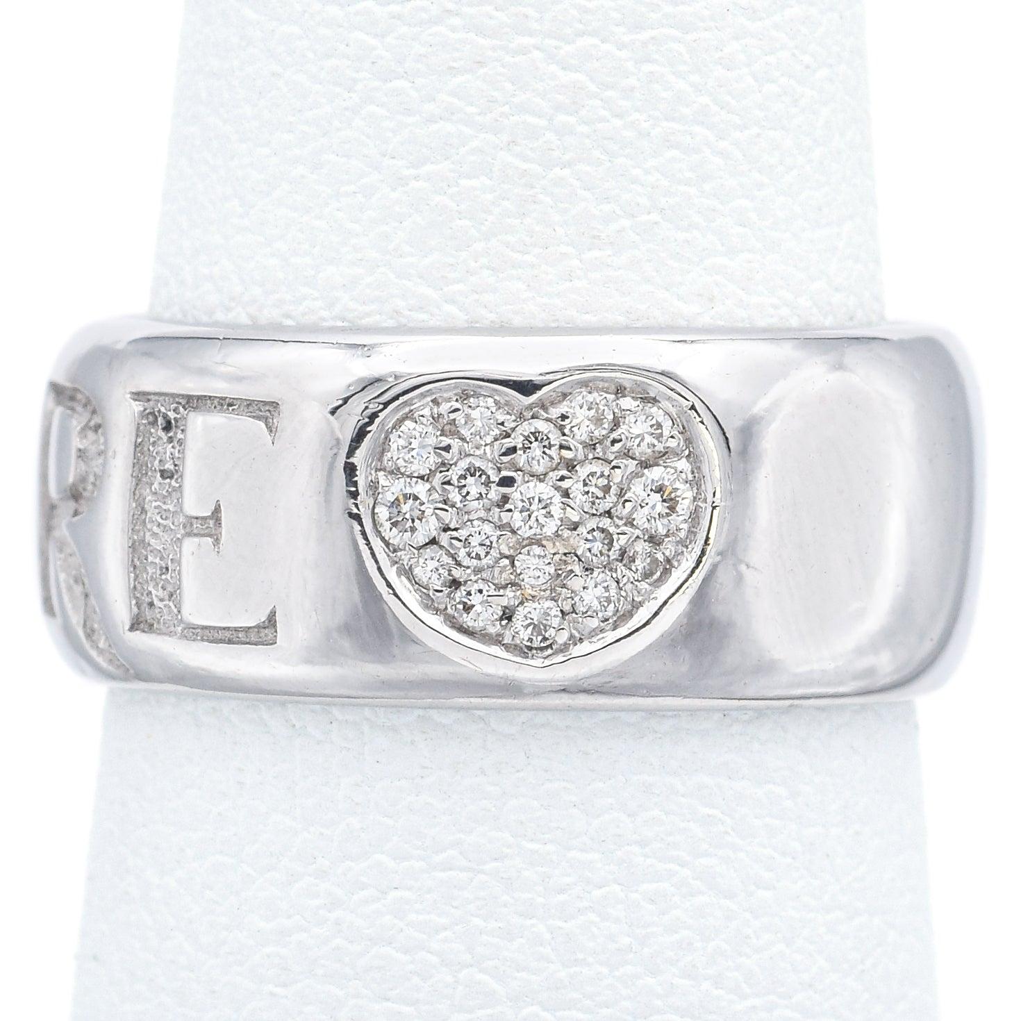 Pasquale Bruni 18k White Gold Diamond Amore Heart Band Ring