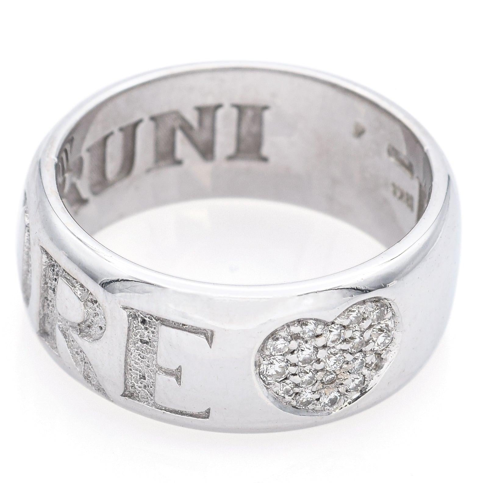 Pasquale Bruni 18k White Gold Diamond Amore Heart Band Ring