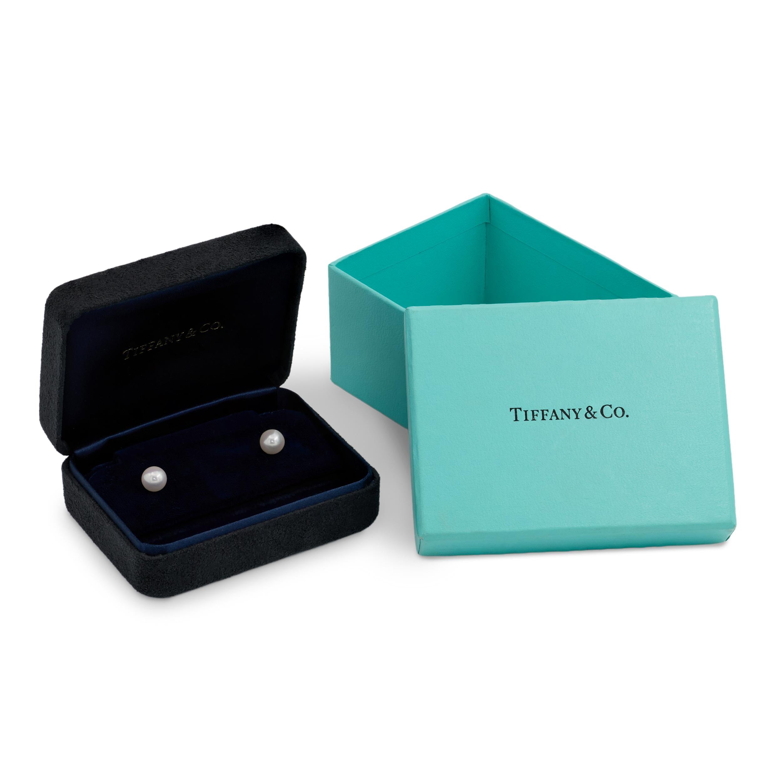 Tiffany & Co. 18k Yellow Gold Akoya Pearl Stud Earrings