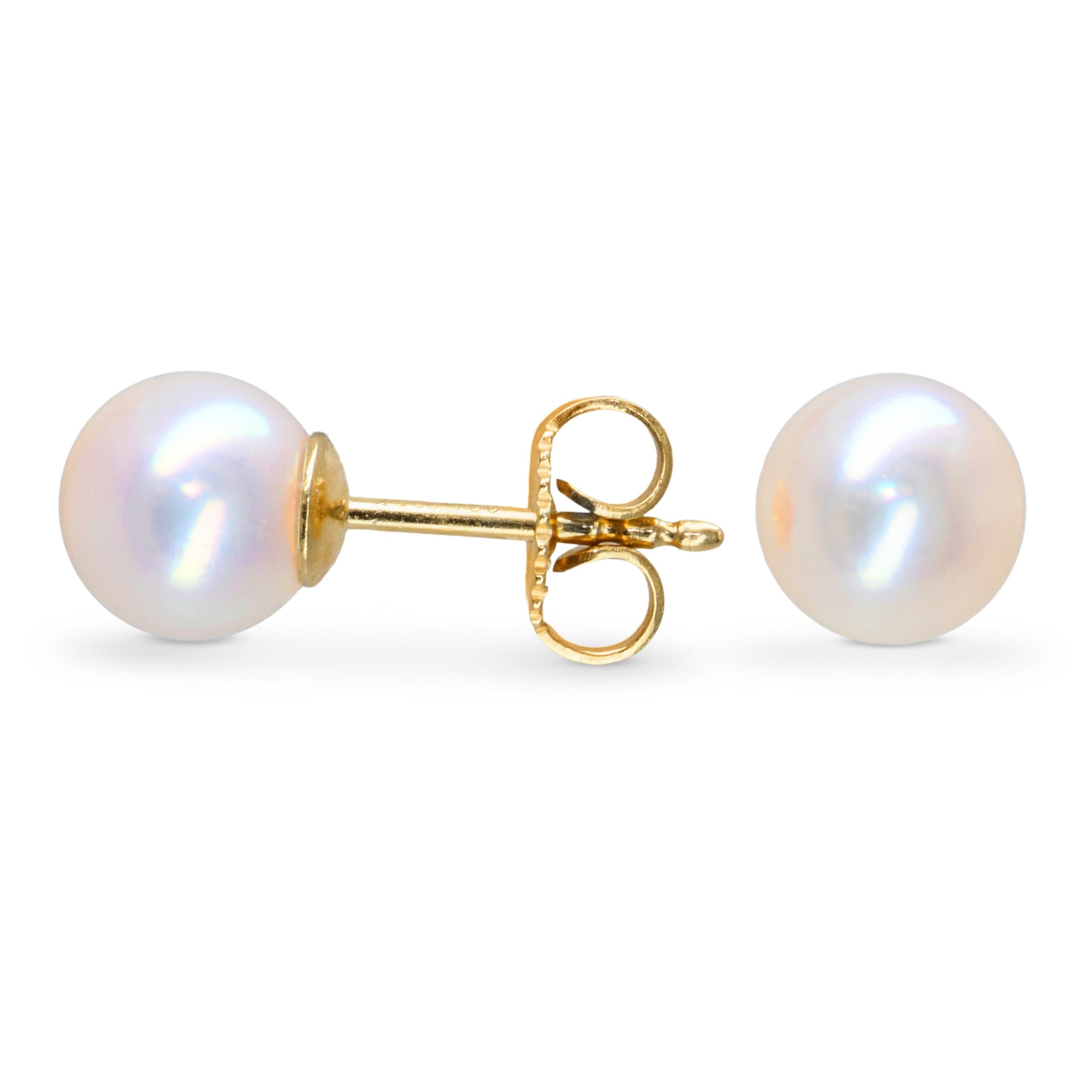 Tiffany & Co. 18k Yellow Gold Akoya Pearl Stud Earrings