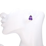 Vintage 14k Yellow Gold Pear Shaped 12.04ctw Amethyst Stud Earrings