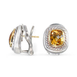 David Yurman Albion Sterling Silver & 14k Yellow Gold Citrine Earrings
