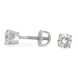 13k White Gold .90ctw Diamond Stud Screw Back Earrings