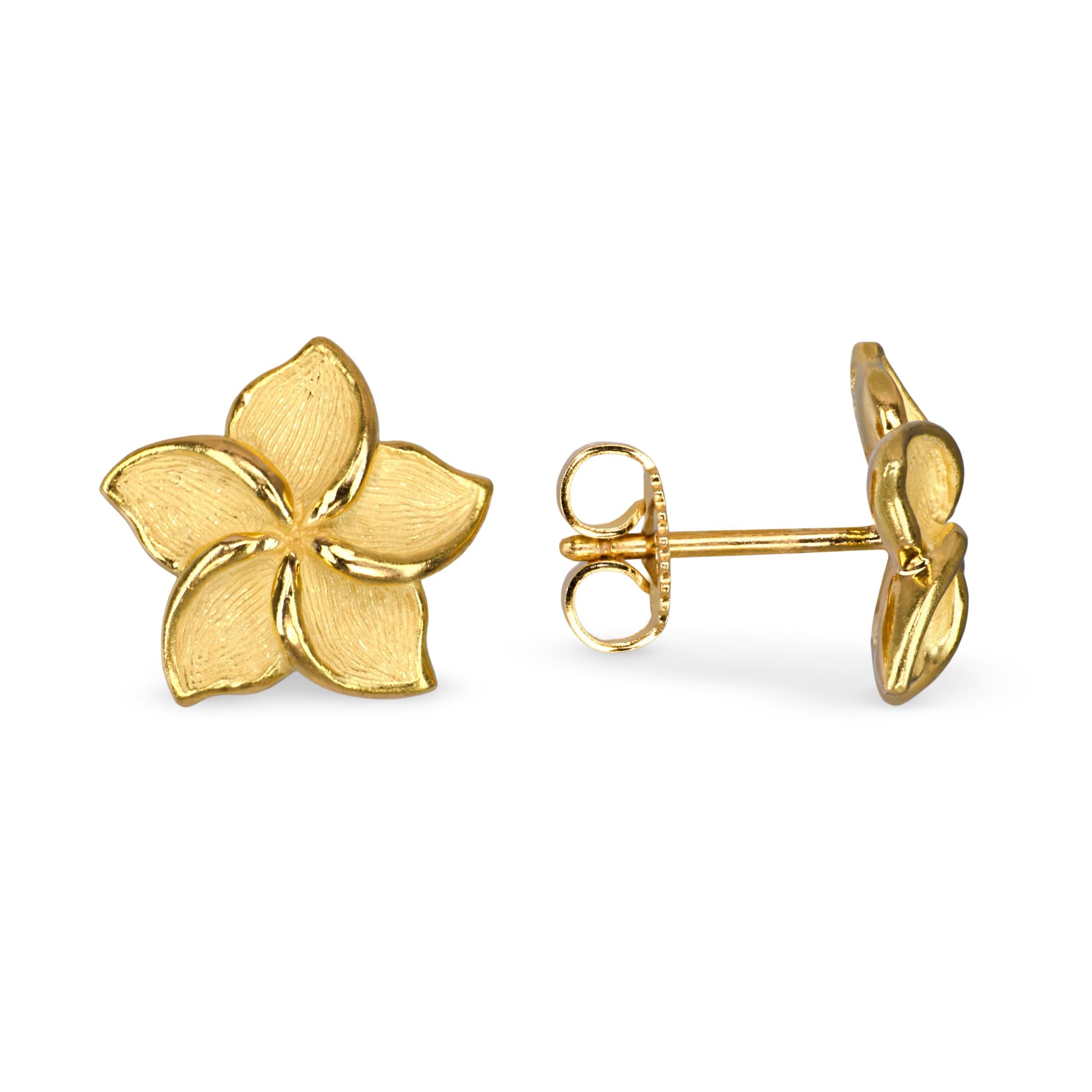 Vintage Tiffany & Co. 18k Yellow Gold Plumeria Earrings