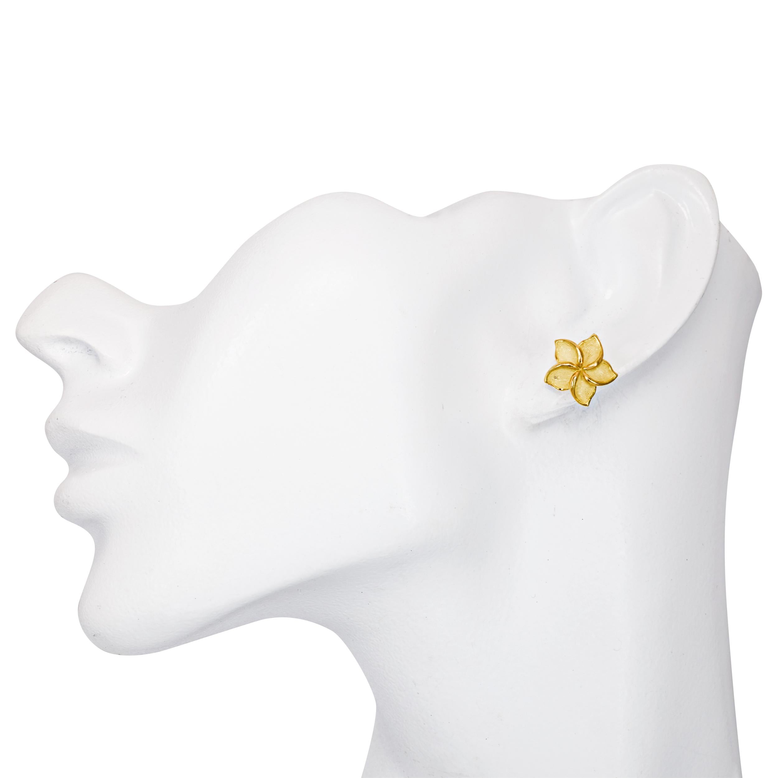Vintage Tiffany & Co. 18k Yellow Gold Plumeria Earrings