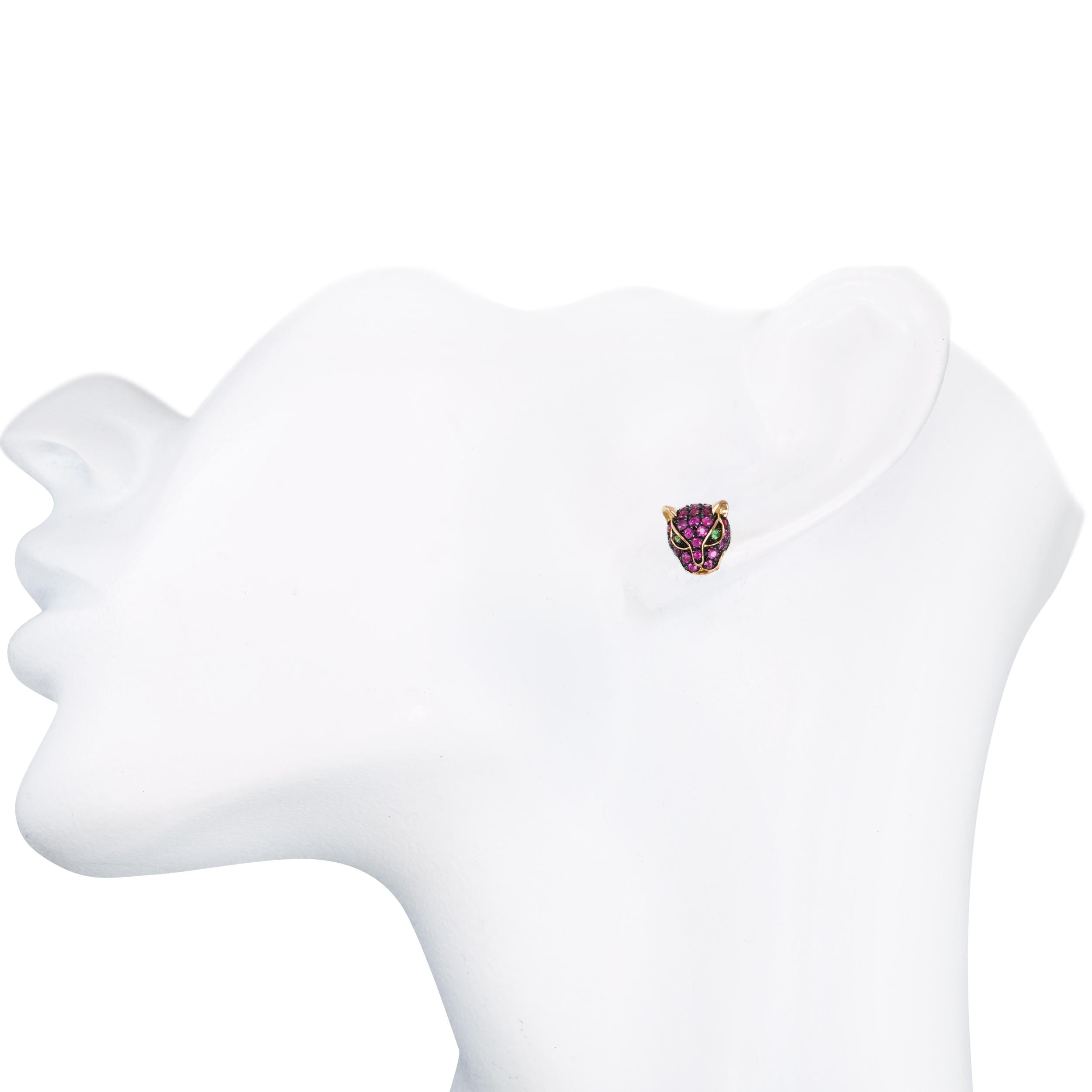 Effy 14k Rose Gold Ruby & Emerald Panther Stud Earrings