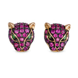 Effy 14k Rose Gold Ruby & Emerald Panther Stud Earrings