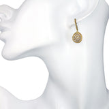 14k Hammered Yellow Gold Diamond Disc Drop Earrings