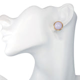 Vintage 14k Yellow Gold Lavender Jade Cabochon Stud Earrings