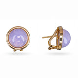 Vintage 14k Yellow Gold Lavender Jade Cabochon Stud Earrings