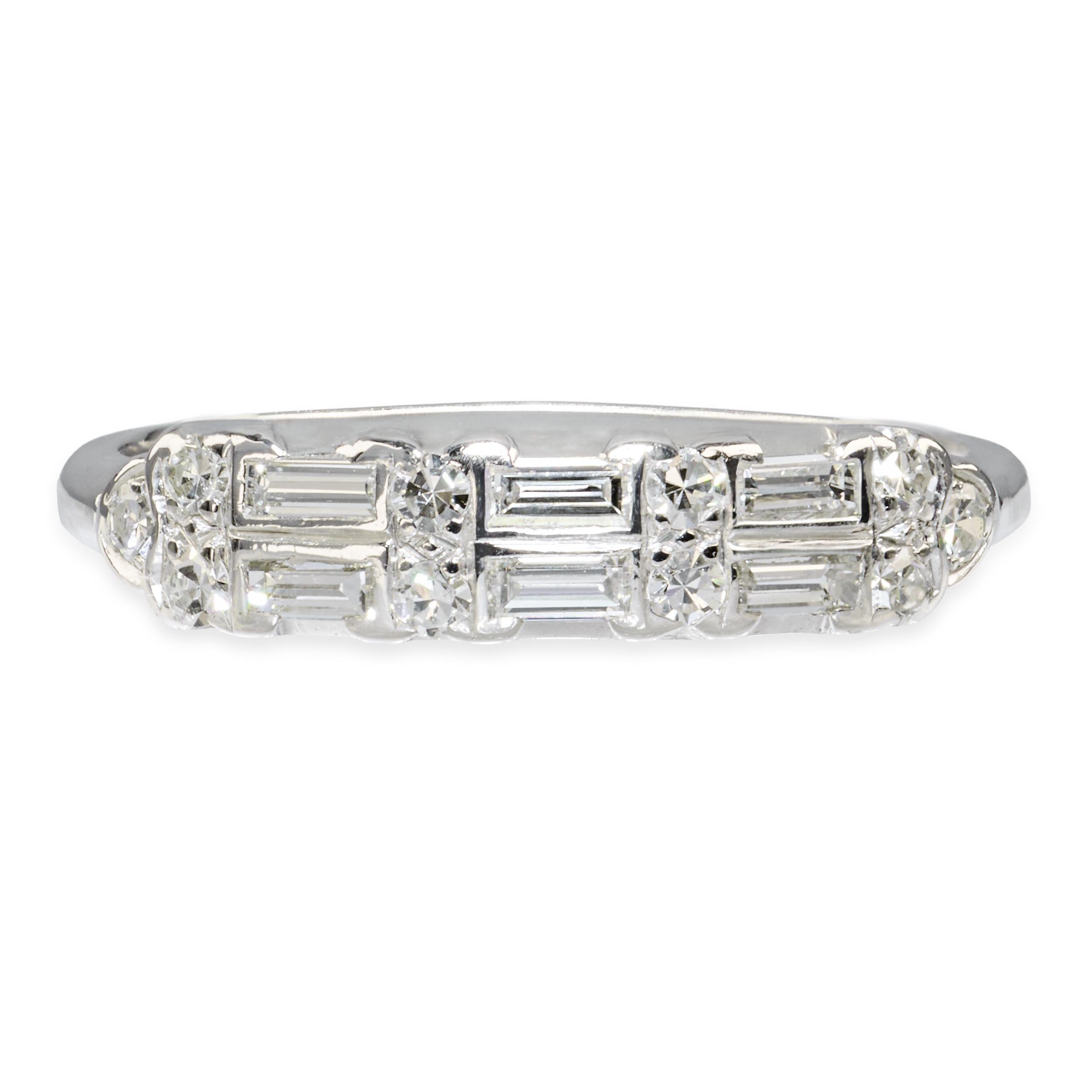 Vintage Platinum Diamond Half Band Ring