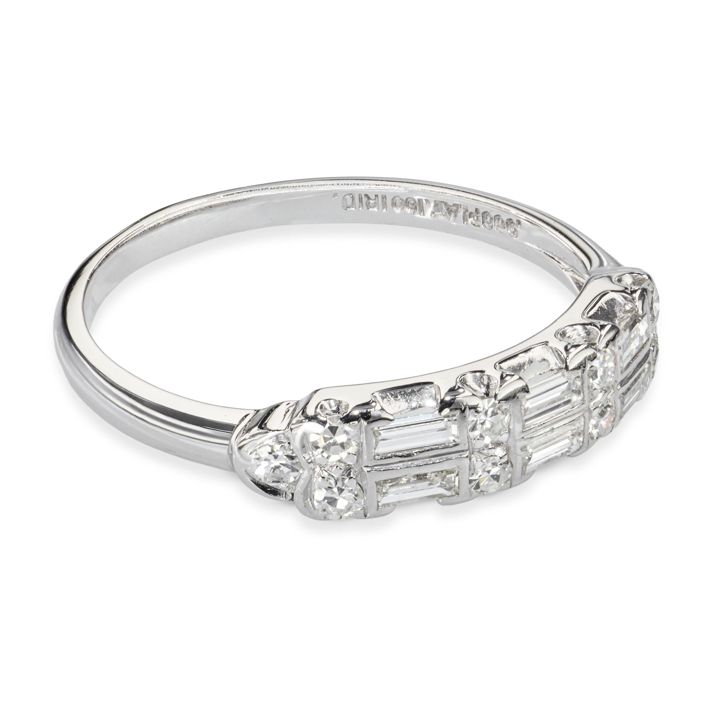 Vintage Platinum Diamond Half Band Ring