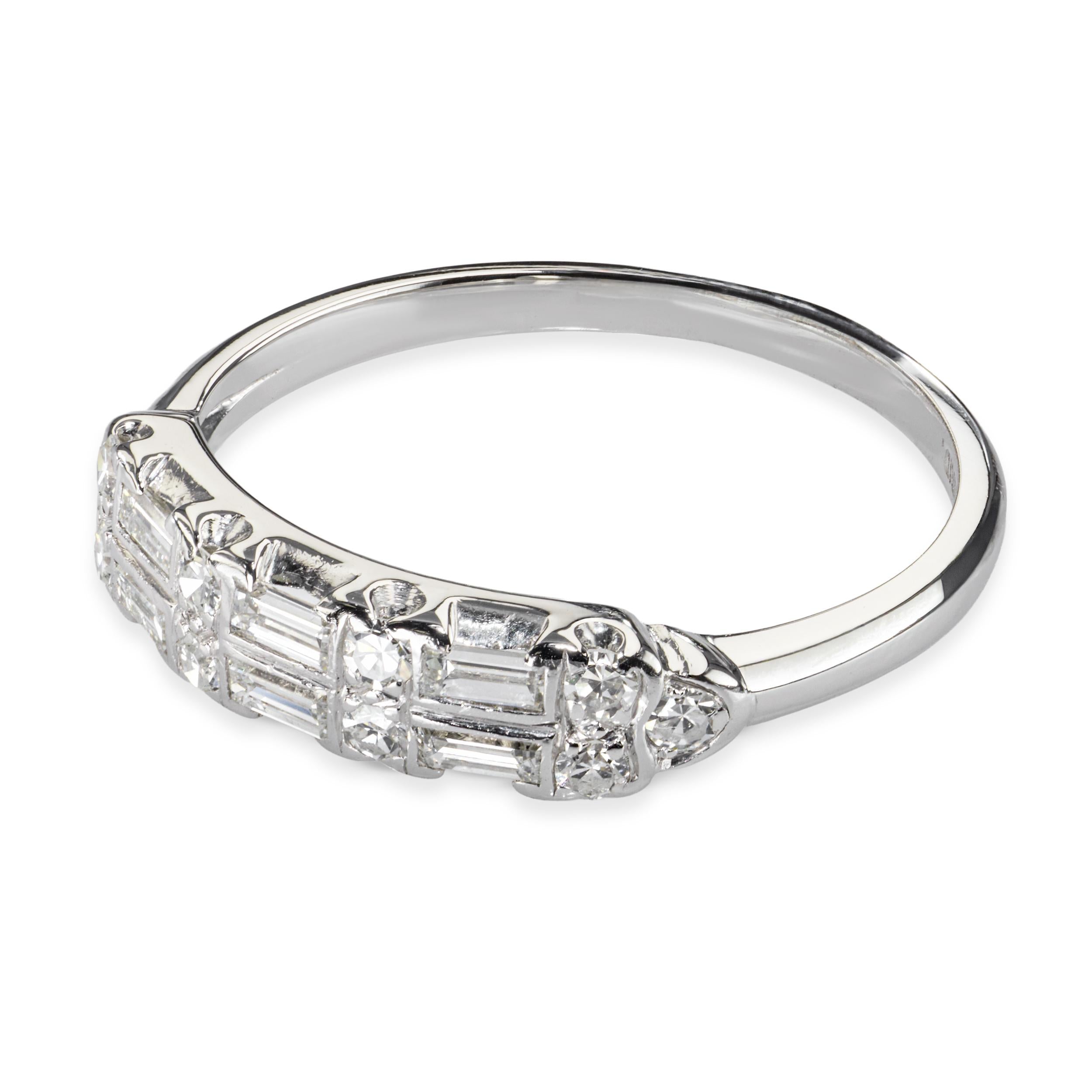 Vintage Platinum Diamond Half Band Ring