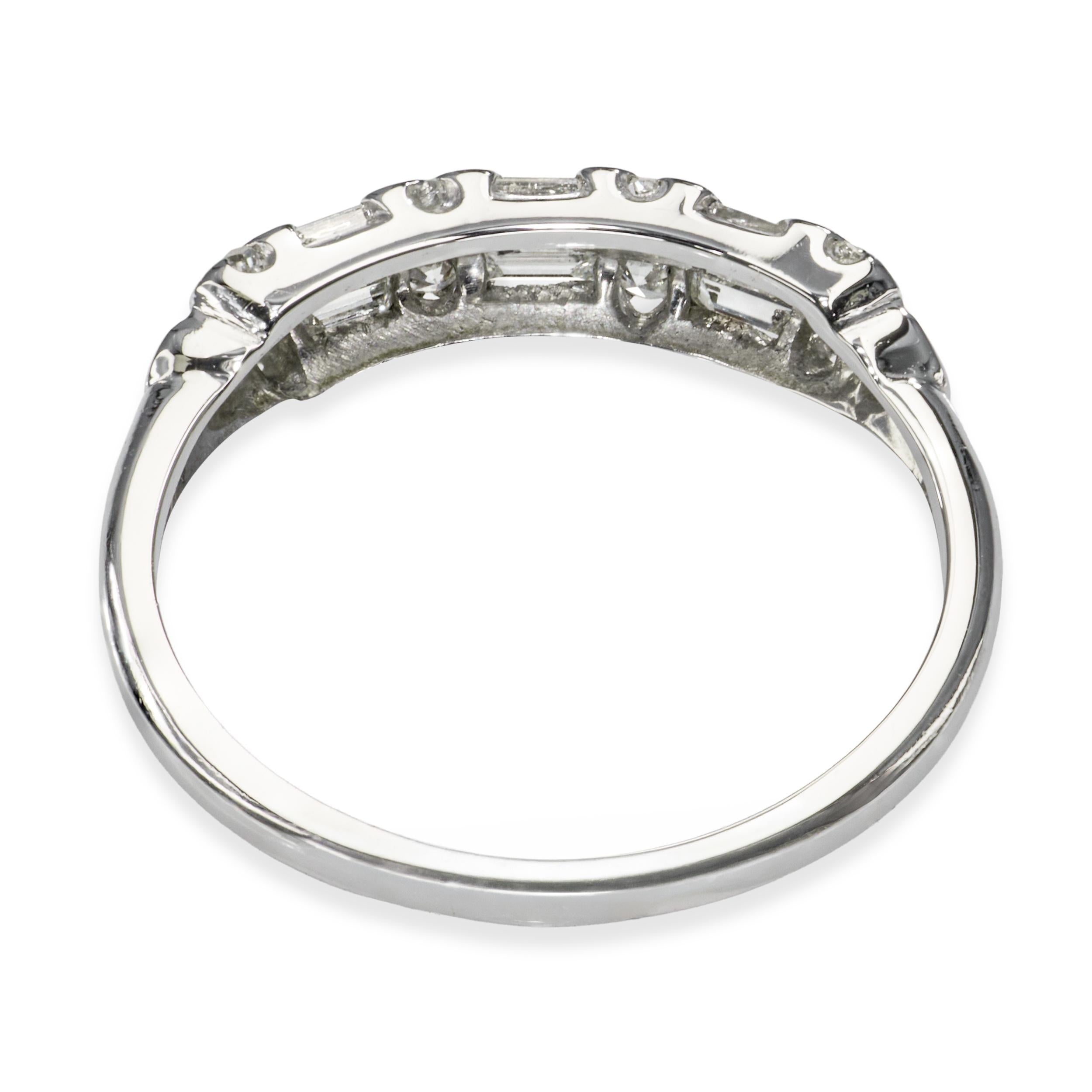 Vintage Platinum Diamond Half Band Ring